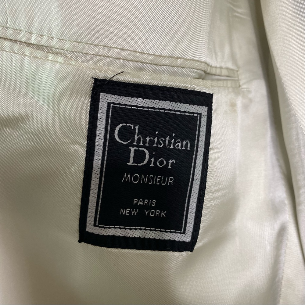 SOLD Vintage Christian Dior Houndstooth Black White Silk Blazer Jacket XL 48R - Picture 7 of 9